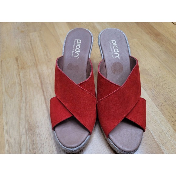 Picon Calzados Leather Espadrille Wedge Shoes WomensSize 8 Handmade in Spain NEW - Picture 3 of 6